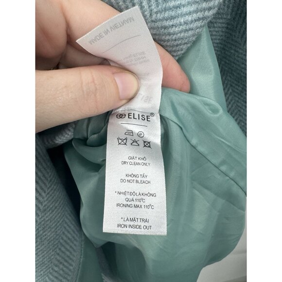 Elise Wool Blend Pea Coat Women Large Mint Double Breasted Modern Normcore - Picture 5 of 8